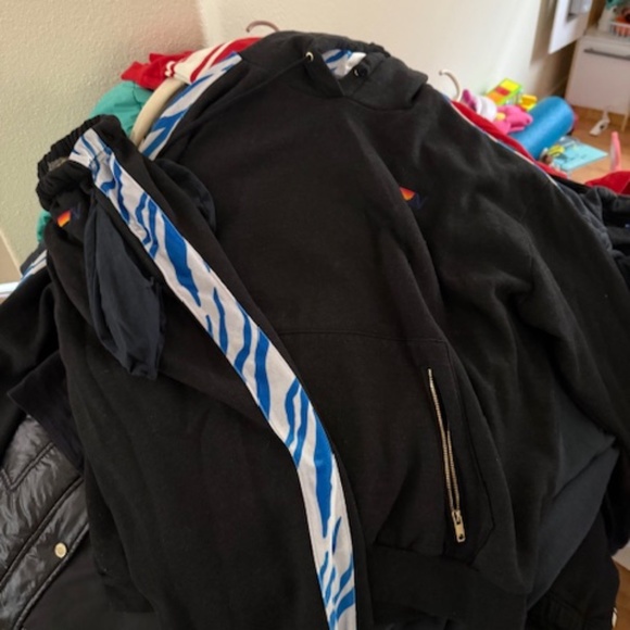 Black/Blue tiger strip Aviator nation sweatshirt and sweats L/M